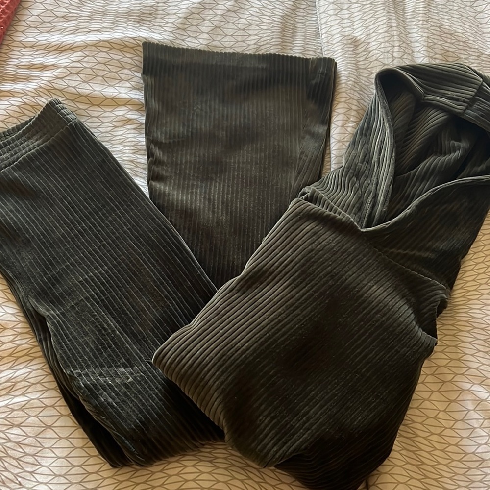 Aerie velour bell bottom & jacket set